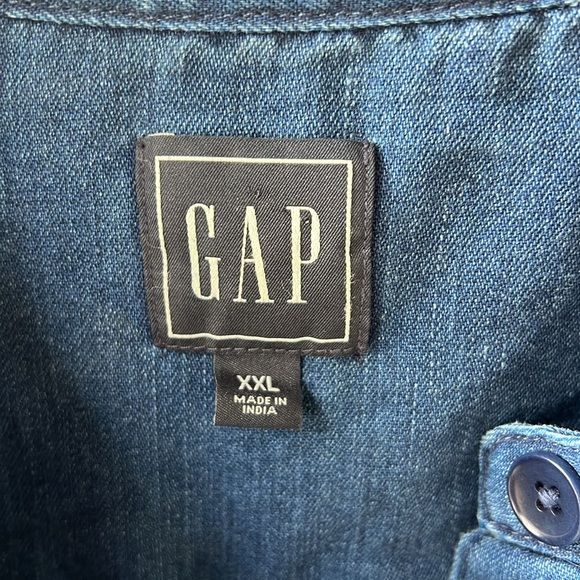 Gap Women’s XXL Essential Denim Shirt Dress Utility Pockets 3/4 Sleeve. Med Wash - Picture 3 of 8